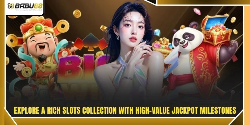 Explore a rich Slots collection with high-value Jackpot milestones